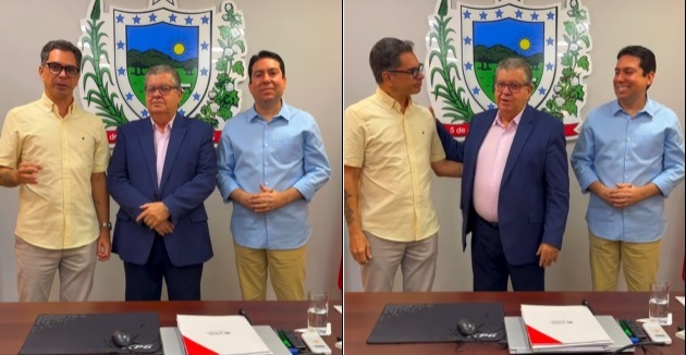 PREFEITO FÁBIO ROLIM APRESENTA DEMANDAS DE CALDAS BRANDÃO EM AUDIÊNCIA COM O GOVERNADOR JOÃO AZEVÊDO