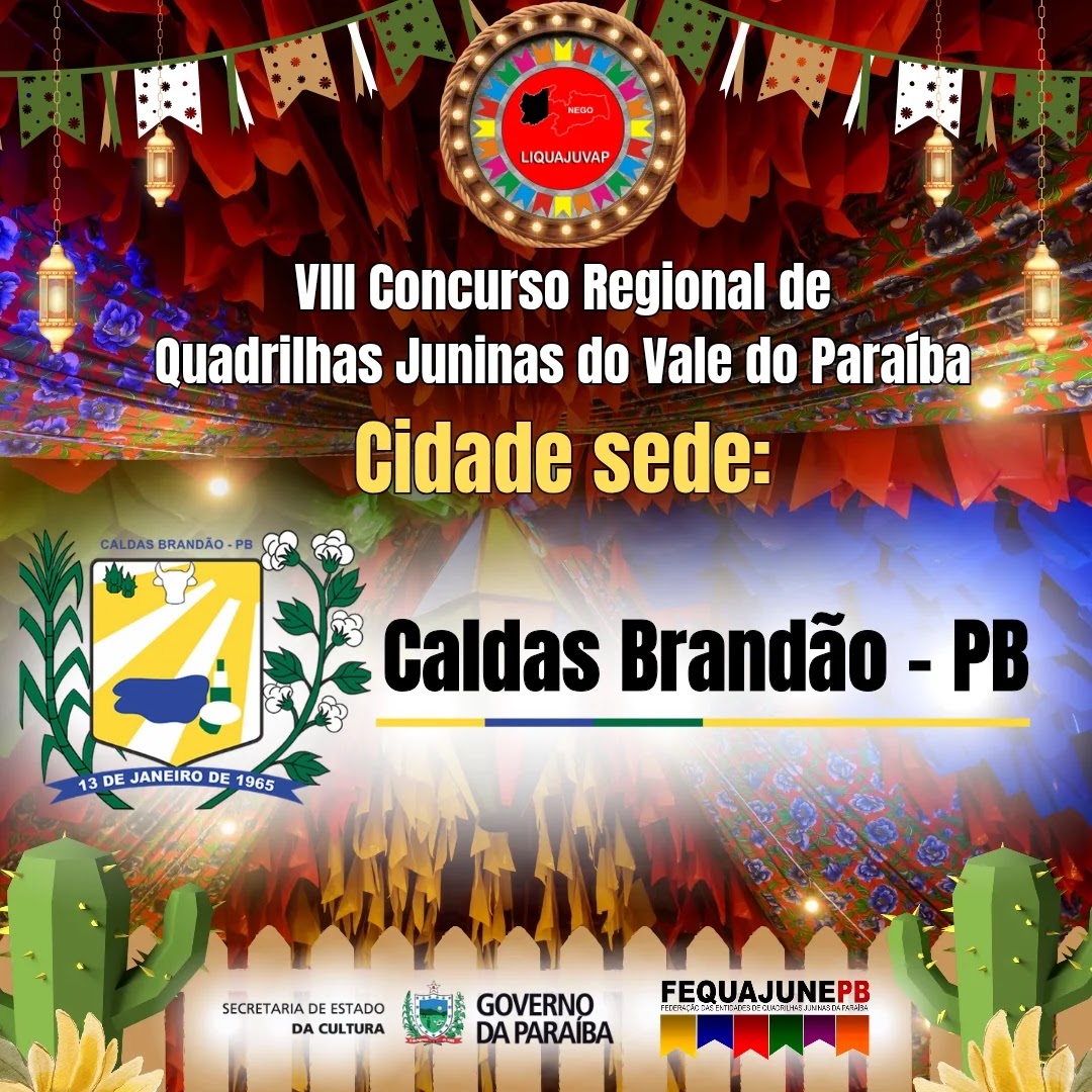 CALDAS BRANDÃO SEDIA VIII CONCURSO REGIONAL DE QUADRILHAS JUNINAS DO VALE DO PARAÍBA