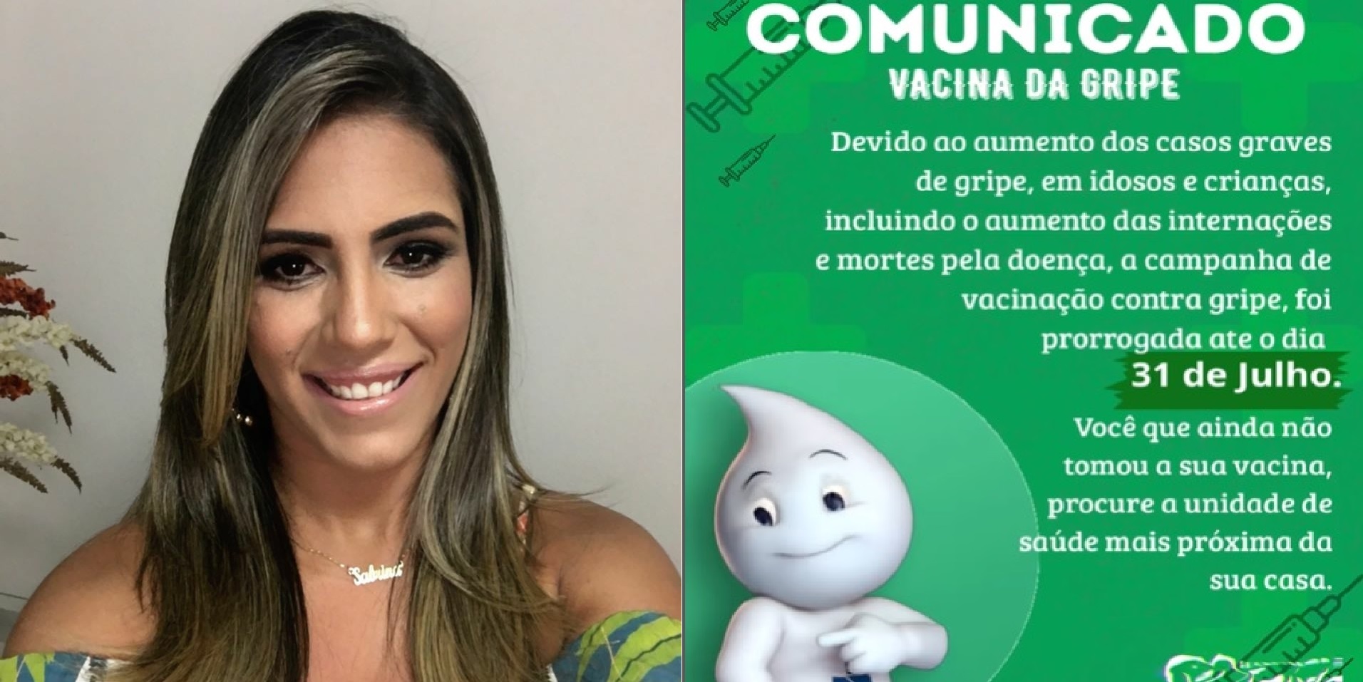 Prefeitura de Caldas Brandão prorroga campanha de vacinação contra a gripe até 31 de julho