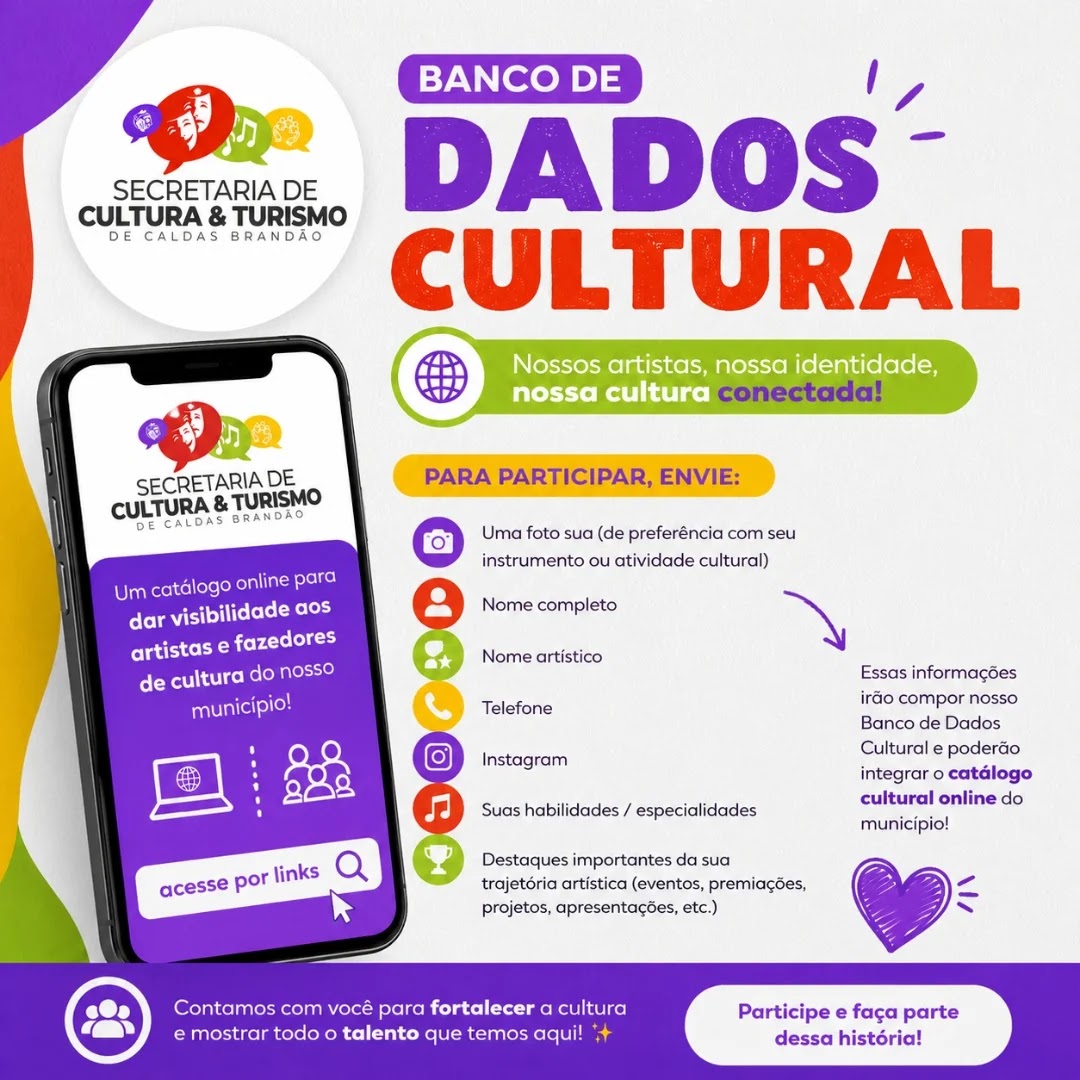 PREFEITURA DE CALDAS BRANDÃO DESENVOLVE CATÁLOGO CULTURAL ONLINE PARA VALORIZAR ARTISTAS DO MUNICÍPIO