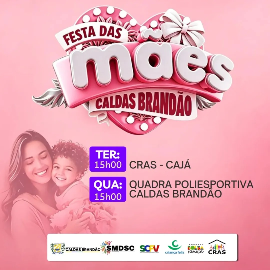 PREFEITURA DE CALDAS BRANDÃO PROMOVERÁ PROGRAMAÇÃO ESPECIAL EM HOMENAGEM AO DIA DAS MÃES